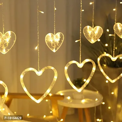 Ashtavinayak Store 12 Heart Curtain Lights, 114 Led, 3 Meter Window Curtain String Lights with 8 Flashing Modes Decoration Light for Diwali, Christmas, Wedding, Party (Warm White)-thumb4