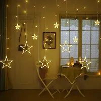 Decorative 6+6 Star Curtain LED Lights for Diwali Christmas Wedding (Yellow, 2.5 Meter, 138 LED)(Plastic)-thumb2