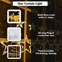 Ashtavinayak Store 12 Stars 138 Led Curtain String Lights Window Curtain Lights with 8 Flashing Modes Decoration for Christmas, Wedding, Party, Home, Patio Lawn Warm White (Copper, Pack of 1)-thumb4