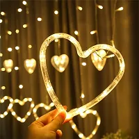 Ashtavinayak Store 12 Heart 114 LED Curtain String Lights, Window Curtain Decoration Lights with 8 Flashing Modes Remote (2.5 Meter, Warm White,Corded Electric,Plastic,Corner)-thumb2