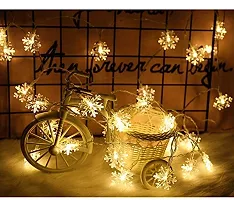 Ashtavinayak Store Rice Snow Flake 16 Led 4 Meter String Lights, Plug in Fairy String Lights, Extendable for Indoor, Outdoor, Wedding Party, Christmas Tree, New Year, Garden Decoration-thumb2