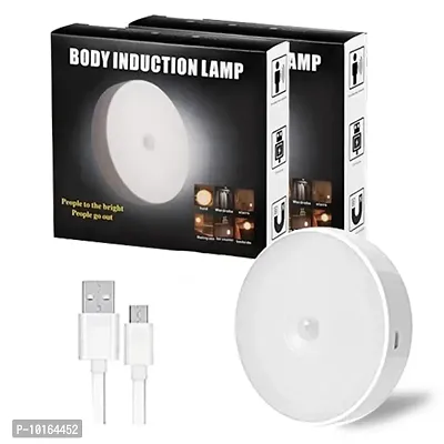 Ashtavinayak Store Wardrobe Motion Sensor Light for Home with USB Charging Wireless Rechargeable Sensor Wall Light for Hallway, Wardrobe, Bedroom, Stairs (White, Pack of 2)