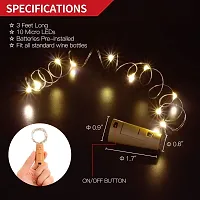 Ashtavinayak Store 16 LED Wine Bottle Cork Copper Wire String Lights, 2M Battery Powered (Warm White, Pack of 10)-thumb2