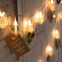 One Click Picks 3m Hanging Photo Clip Copper String Light for Decoration, 16 LED Heart Shape Fairy Warm White Clip Lights for Photos Two Pin Plug for Bedroom, Indoor/Outdoor Diwali Birthday Party-thumb2