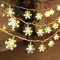 Ashtavinayak Store Rice Snow Flake 16 Led 4 Meter String Lights, Plug in Fairy String Lights, Extendable for Indoor, Outdoor, Wedding Party, Christmas Tree, New Year, Garden Decoration-thumb1