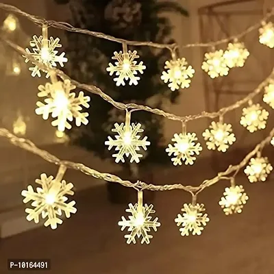 Ashtavinayak Store Rice Snow Flake 16 Led 4 Meter String Lights, Plug in Fairy String Lights, Extendable for Indoor, Outdoor, Wedding Party, Christmas Tree, New Year, Garden Decoration-thumb2