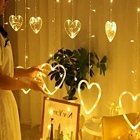 Ashtavinayak Store 12 Heart Curtain Lights, 114 Led, 3 Meter Window Curtain String Lights with 8 Flashing Modes Decoration Light for Diwali, Christmas, Wedding, Party (Warm White)-thumb2