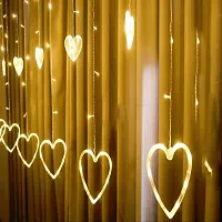 Ashtavinayak Store 12 Heart Curtain Lights, 114 Led, 3 Meter Window Curtain String Lights with 8 Flashing Modes Decoration Light for Diwali, Christmas, Wedding, Party (Warm White)-thumb1