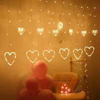 Ashtavinayak Store 12 Heart 114 LED Curtain String Lights, Window Curtain Decoration Lights with 8 Flashing Modes Remote (2.5 Meter, Warm White,Corded Electric,Plastic,Corner)-thumb3