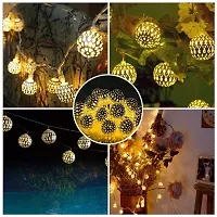 16 LED 10 feet String Lights Plug-in Metal Ball, Connectable with Tail for All Occasions-Christmas, Diwali, Golden-thumb3