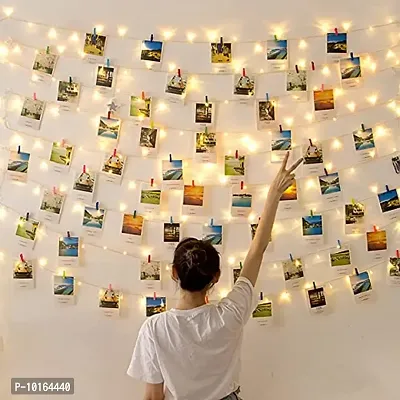 One Click Picks 3m Rice Lights with Heart Photo Clips, Warm White 16 LED Fairy String 2 Pin Plug Lights for Valentine Day Birthday Christmas Home Bedroom Indoor Pubs Cafe Restaurant Decorations