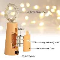 Ashtavinayak Store 16 LED Wine Bottle Cork Copper Wire String Lights, 2M Battery Powered (Warm White, Pack of 10)-thumb1