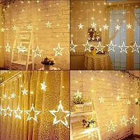 Decorative 6+6 Star Curtain LED Lights for Diwali Christmas Wedding (Yellow, 2.5 Meter, 138 LED)(Plastic)-thumb4