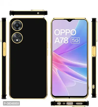 Back Cover for OPPO A78 5G Black Gold Electroplated Silicon-thumb0