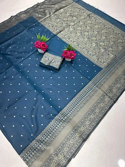 New In Cotton Silk Saree with Blouse piece 