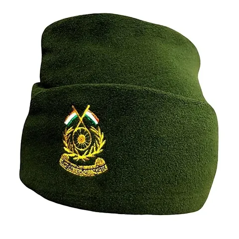 EER WEAR Army CRPF Winter Soft Woolen Cap Military Force Topa (Free Size) Green (Unisex) Cap