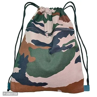 Kumar's Trend - Unisex Camouflage Army Military Dori Bag, Indian Sports Run Drawstring Backpack with Zip for Man  Women.-thumb0