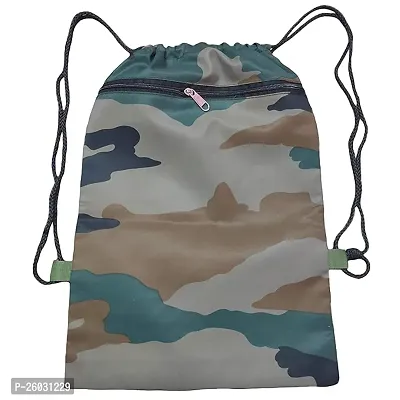 KT - Unisex Camouflage Army Military Dori Bag with Zip, Indian Sports Run Cobra soldier Drawstring Backpack for Man and Women. (Army print)