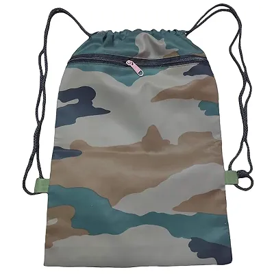 KT - Unisex Camouflage Army Military Dori Bag with Zip, Indian Sports Run Cobra soldier Drawstring Backpack for Man and Women. (Army print)-thumb0