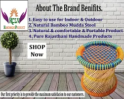 RASHI CREATION Rajasthani handmade bamboo mudda/Stool/chair for living room/office/home for indoor/outdoor garden 15X16-SET OF-2-thumb2