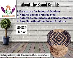 RASHI CREATION Rajasthani handmade bamboo mudda/Stool/chair for living room/office/home for indoor/outdoor garden 15X16-SET OF-2-thumb1