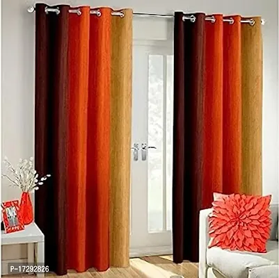 Stylish Orange Polyester Solid Door Curtains-thumb0