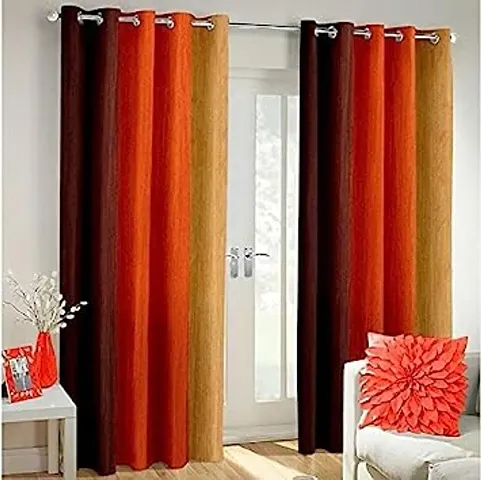 TEXVADi Polyester Stripe Solid Curtain