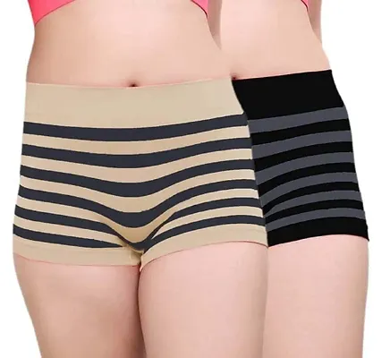 Buy Xinwe Women's Semless Solid Boyshorts Style Hipster Panties, Underwear  Boxer Briefs Hipster Innerwear Long Panty (Pack of 2 Multi Color) (L) -  Lowest price in India