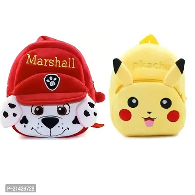 Avianna  Combo Marshall Red And Pikachu Yellow Kids School Bag-thumb0