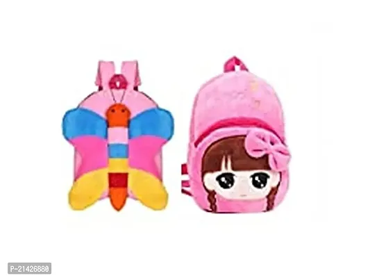 Combo Kids School Bag Soft Plush Backpacks Cartoon Boys Girls Baby (2-5 Years)