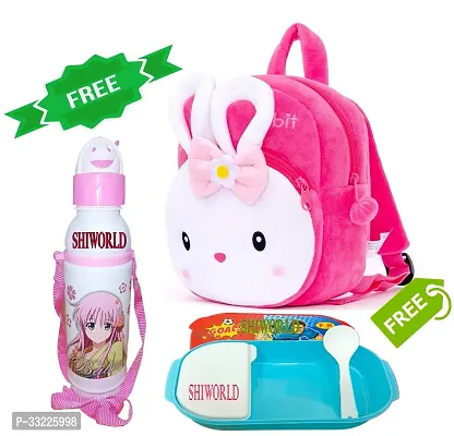 Stylish Printed School Bag for Kid with Bottle and Lunch Box