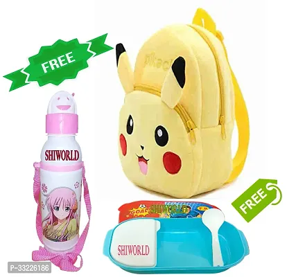 Stylish Printed School Bag for Kid with Bottle and Lunch Box-thumb0