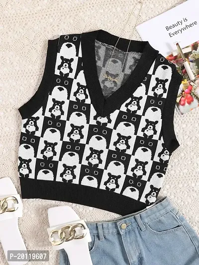 Black bear sweater vest - Korean style-thumb0