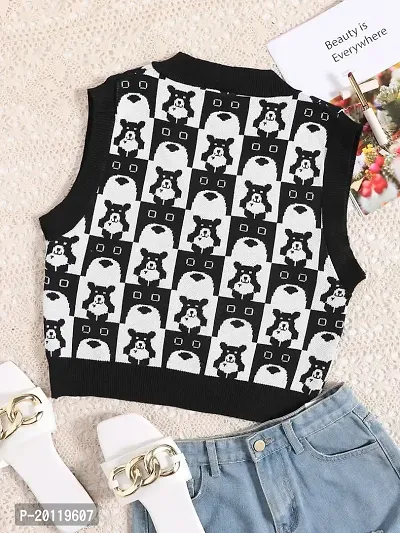 Black bear sweater vest - Korean style-thumb2