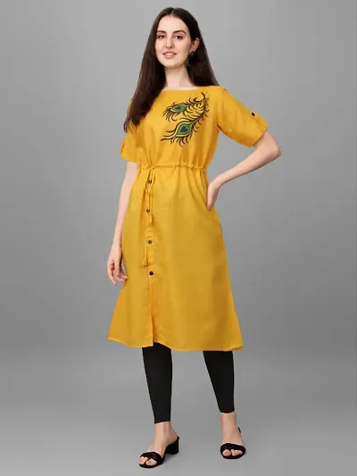 Beautifull Women Slub Digital A-Line Kurta