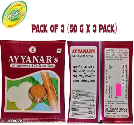 Ayyanars Idli Podi / Idli Dosa Chilli Powder 150g (No Added Preservatives, No Artificial Colours) (3 x 50 g) (3 x 50 g)