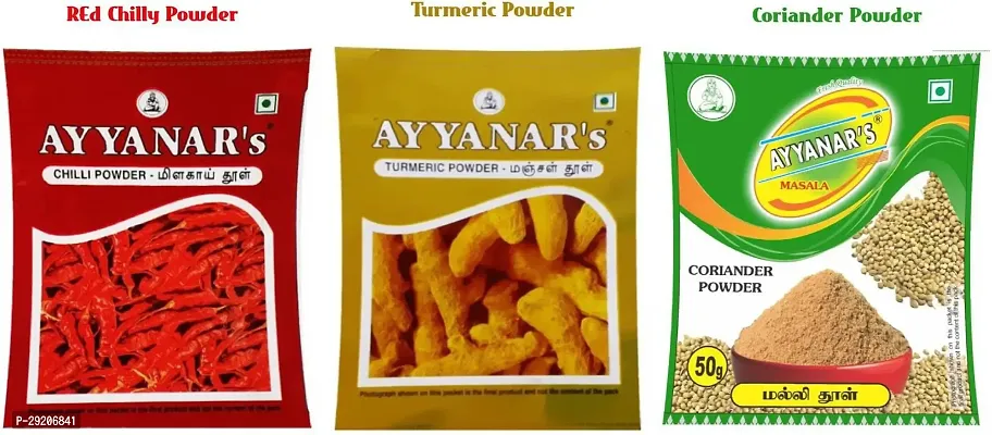 Ayyanars Red Chilli, Turmeric, Coriander Powder Spices Combo (50g x 3) (3 x 50 g)