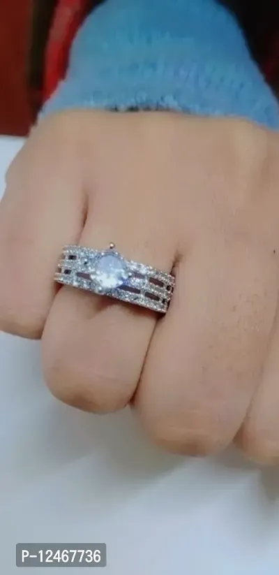 Asara Design Silver  Plated silver American Diamond Trendy Finger Ring-thumb3