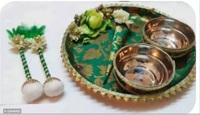 Decorative Pooja Thali Set Stand for Puja Deacute;cor Sankranti Festival Puja Thali for Diwali All Puja Festival Wedding Function