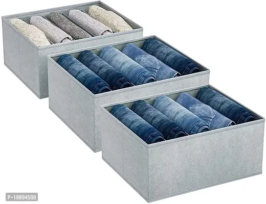 DOUBLE R BAGS Clothes Drawer Organizer for Jeans, Wardrobe Clothes Almirah Organizer for Clothes, Cloth Storage Box Organiser for Jeans, Sweater, Dress, T-shirts-thumb0