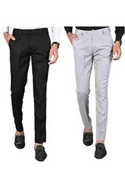 Best Selling Polyester Formal Trousers For Men Combo set Pack of 2
