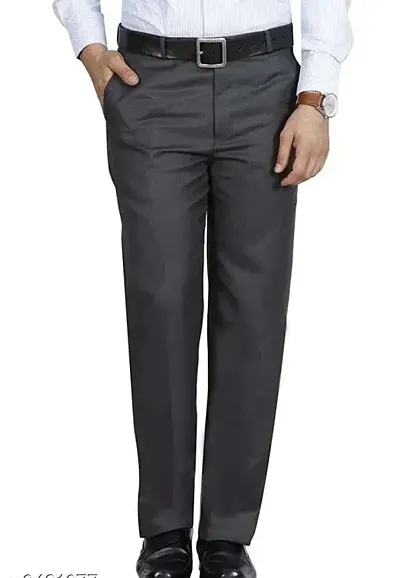 Stylish Cotton Blend Solid Formal Pants For Men