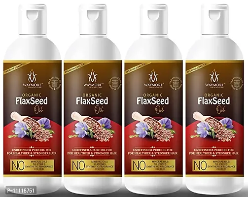 WAYMORE Flax Seed Hair Oil for Stronger, Thicker, Longer Hair, Hydrates and Nourishes the Hair, Prevent Frizzy Hair from Humidity and Heat - 400ML Pack of 4 - 100ML each-thumb0