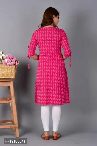 Attractive Cotton Blend Straight Kurti (Pink)-thumb2