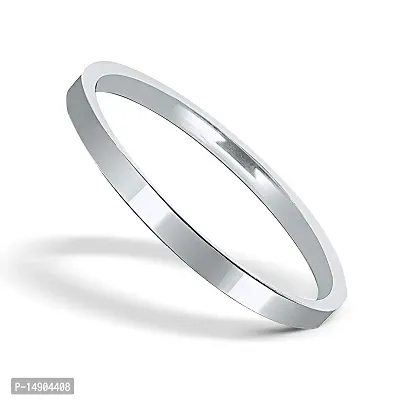 Stainless Steel Silver Coated Flat Kada For Mens And Women-thumb0