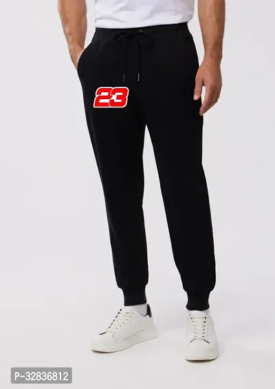 Stylish Black Cotton Blend Printed Joggers Track Pant For Men-thumb0