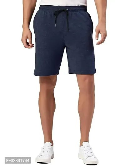 Stylish Blue Cotton Solid Regular Short For Men-thumb0