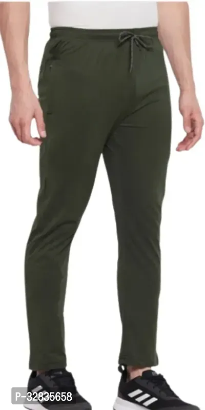 Stylish Green Cotton Solid Regular Track Pant For Men-thumb0