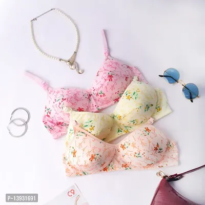 Buy Evaara floral printed padded bra for woman girls ladies Lemon baby pink  peach Online In India At Discounted Prices