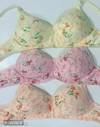 Evaara floral printed padded bra for woman girls ladies Lemon baby pink peach-thumb0